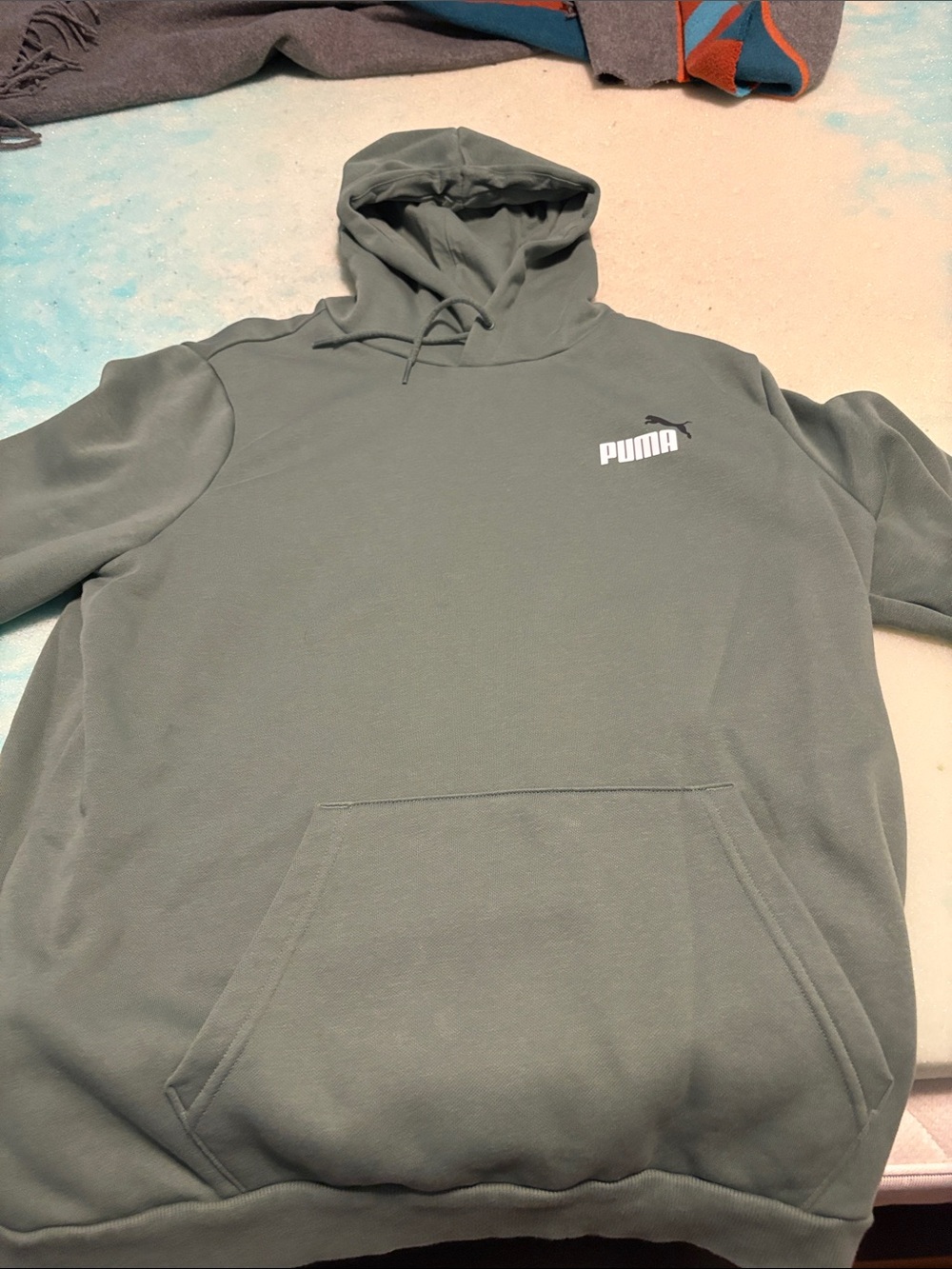 Puma Olive Green Pullover Hoodie with Front Pocket